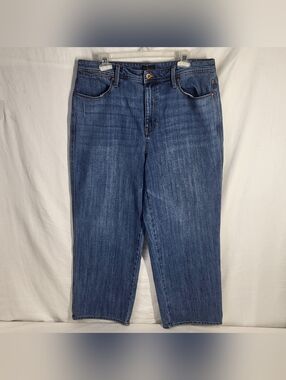 Talbots Stovepipe Blue Jeans High Waist Relaxed Fit Ankle Denim Pants Size 14